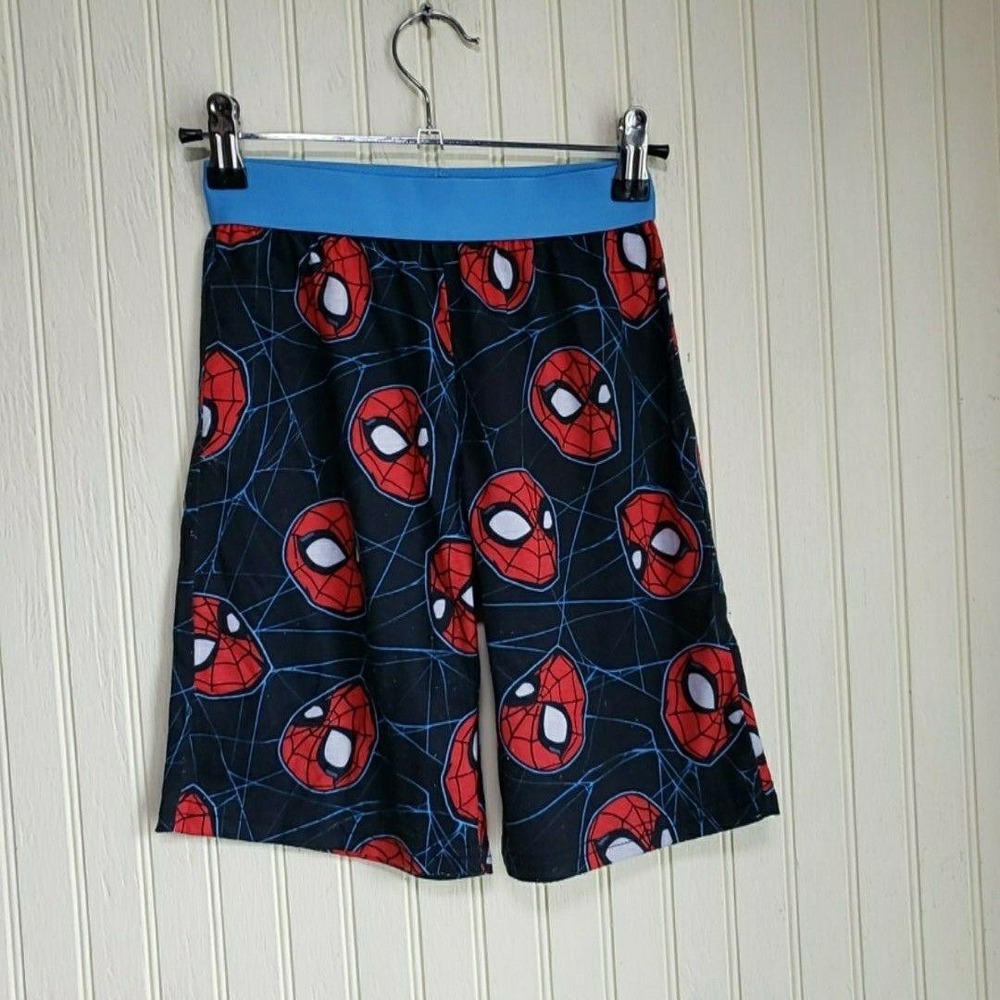 Marvel Spider-Man Sleep Shorts Boys 8 Black Flame Resistant Jersey Sleepwear